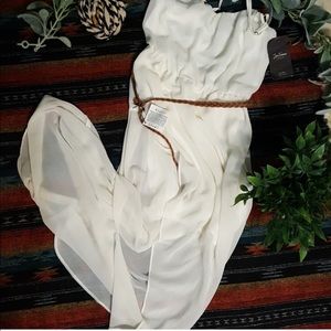NWT Zara white sheer high low lined strappy dress
